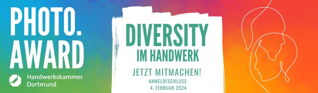 Buntes Banner in Regenbogenfarben zum Photo.Award Diversity im Handwerk